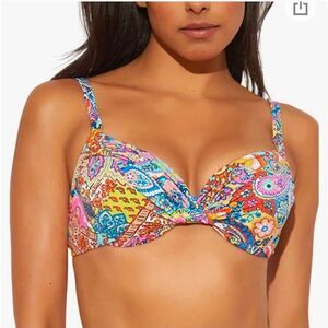 Bleu Rod Beattie Multicolor Bikini Top Size 6 NWT Underwire Gold Clasp